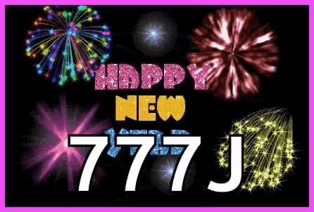 a happy new year greeting card with fireworks behind it