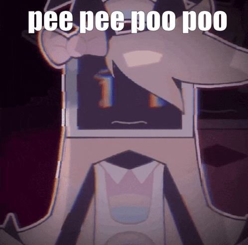 a cartoon character says " pee pee poo poo " in a dark room
