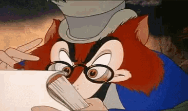 a cartoon of a fox wearing glasses and a top hat