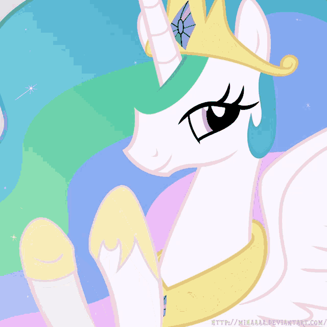 a drawing of a unicorn with the website http://mihaaa.deviantart.com/ on the bottom