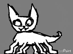 a black and white drawing of a cat with a long tail .