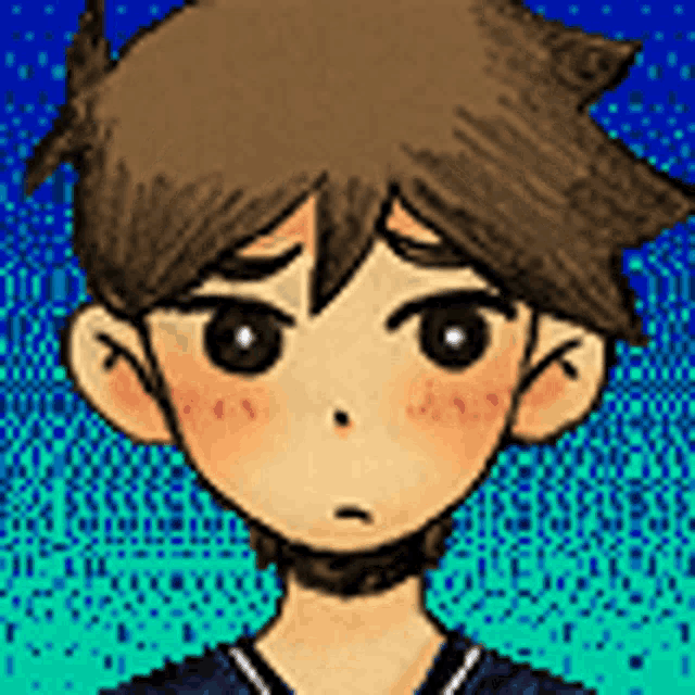 a pixel art of a boy with a choker around his neck .