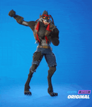 a werewolf in a video game with a blue background