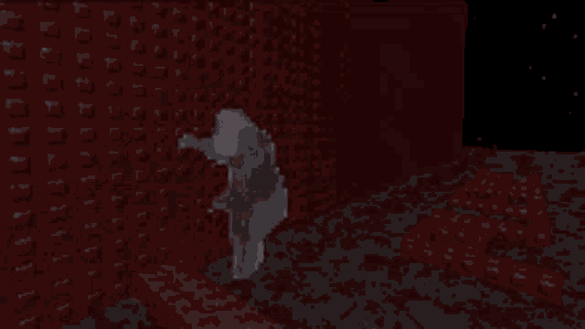 a computer generated image of a person in a room