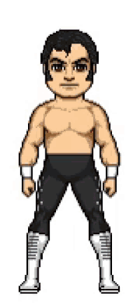 a pixel art drawing of elvis presley holding a guitar