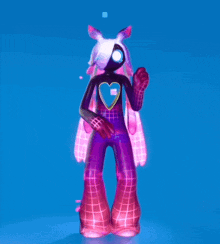 a cartoon character with a heart on her chest