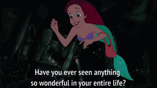 a cartoon of a mermaid holding a fork with the words have you ever seen anything so wonderful in your entire life below her