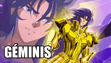 a cartoon character with the name geminis written above him