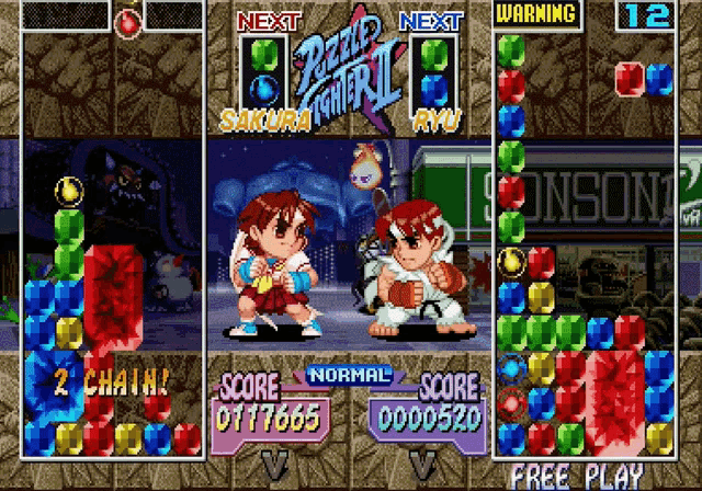 Super Puzzle Fighter Ryu GIF - Super Puzzle Fighter Ryu Sakura GIFs