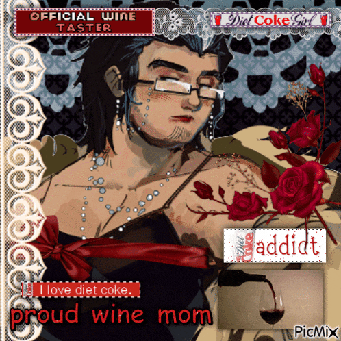 a picture of a man with glasses and the words " official wine taster " on top
