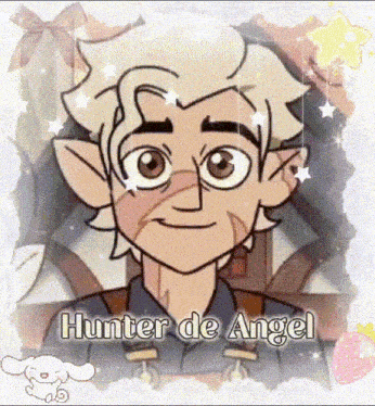 a cartoon of hunter de angel from the owl house is smiling .
