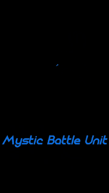 a logo for mystic battle unit with a blue bird