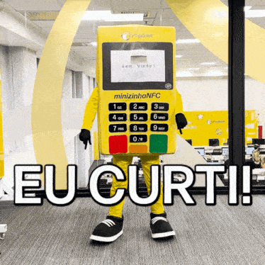 a mascot dressed as a minizinha nfc is pointing at something