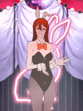 a girl dressed as a bunny rabbit is standing in front of a disco ball