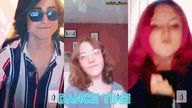 a collage of three images with the words dance time written on the bottom