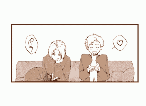 a drawing of a man sitting on a couch with a speech bubble that says " i love you "