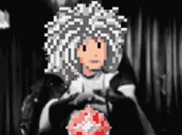 a pixel art drawing of a man with a wig
