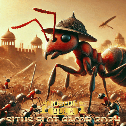 a poster of an ant wearing a helmet with the words situs slot gacor 2021 on the bottom