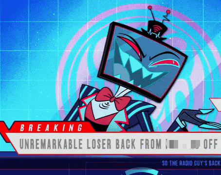 a cartoon character with a television head is on a breaking news report