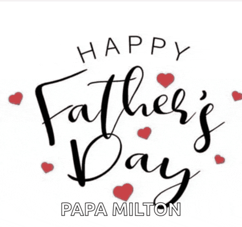 a happy father 's day greeting card with red hearts