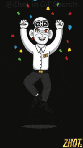 a cartoon of a man wearing a shirt that says zhot on it