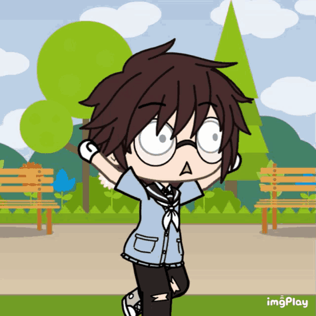 a cartoon of a boy in a park with the words imgplay below