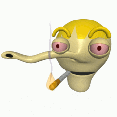 a cartoon character is smoking a cigarette and has a long nose