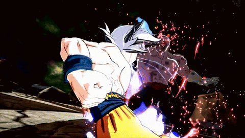 a cartoon character named goku is kicking another character