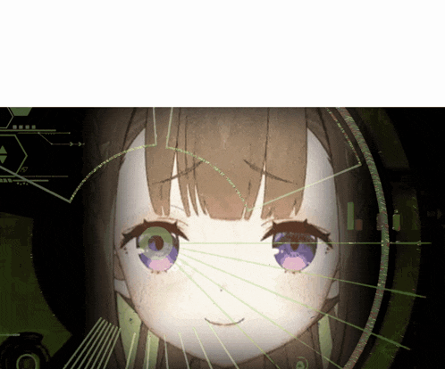a close up of a girl 's face with a green background