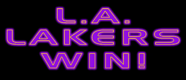 a neon sign that says l.a. lakers win on a black background