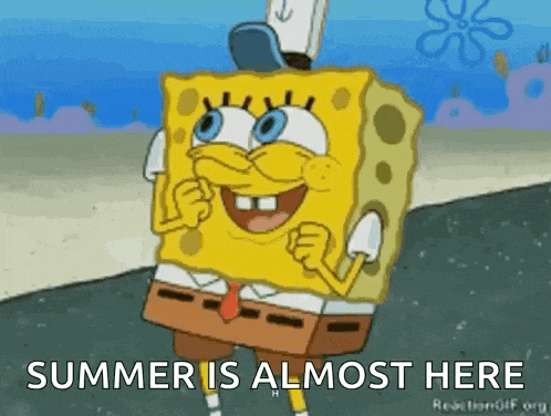 spongebob squarepants from spongebob squarepants is standing on a beach and smiling .