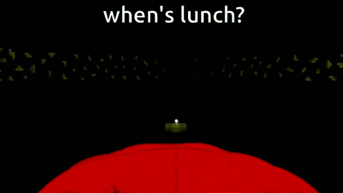 a red background with the words " when 's lunch "