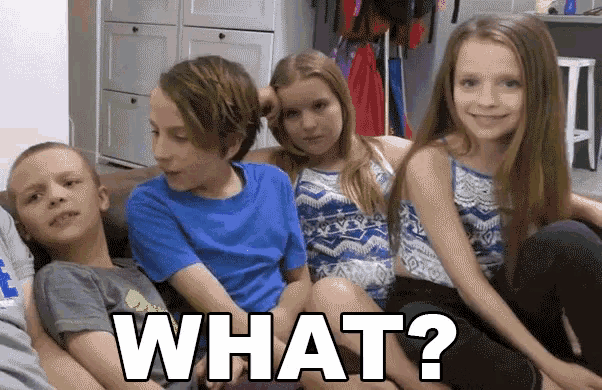 a group of children are sitting on a couch and one of them is asking the question what