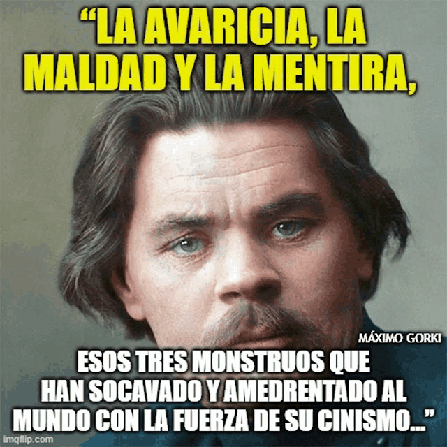 a man with a beard and a quote from maximo goya