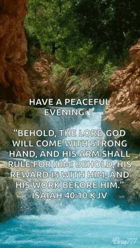 a picture of a waterfall with a bible verse
