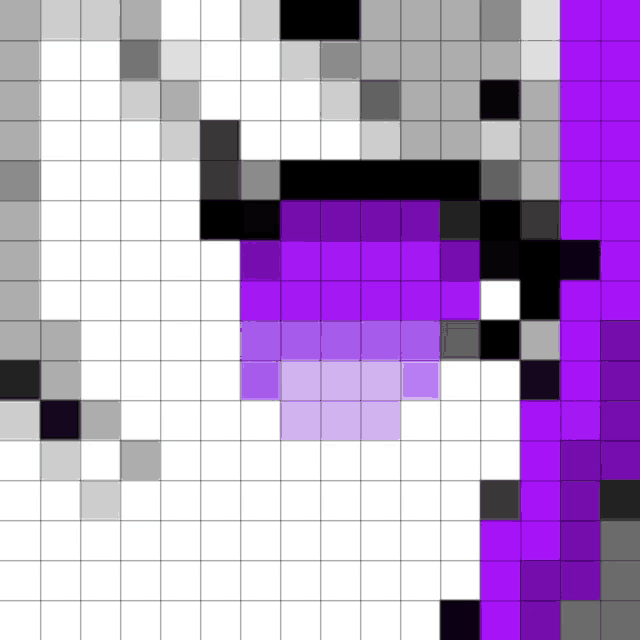 a pixel art drawing of a purple and white object