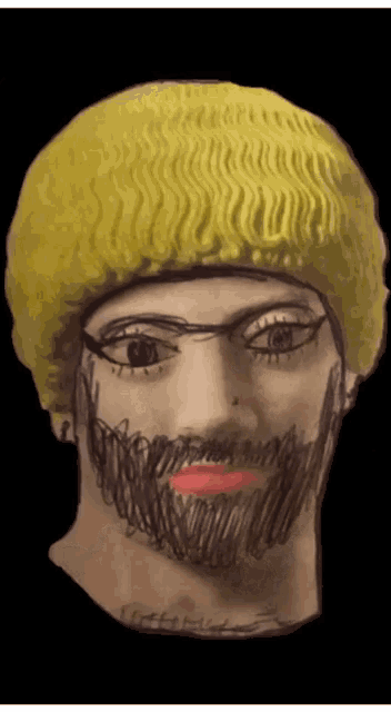 a drawing of a man wearing a yellow hat