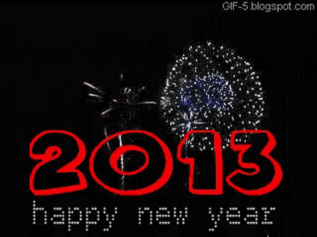 a happy new year greeting card with fireworks exploding in the background