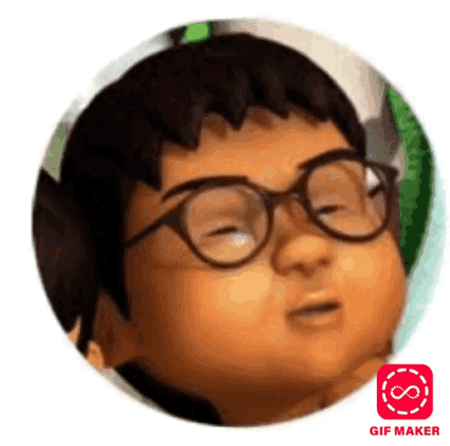 a cartoon character with glasses is making a funny face .