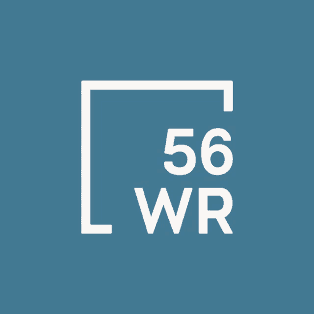 a logo that says 56 wr in white on an orange background
