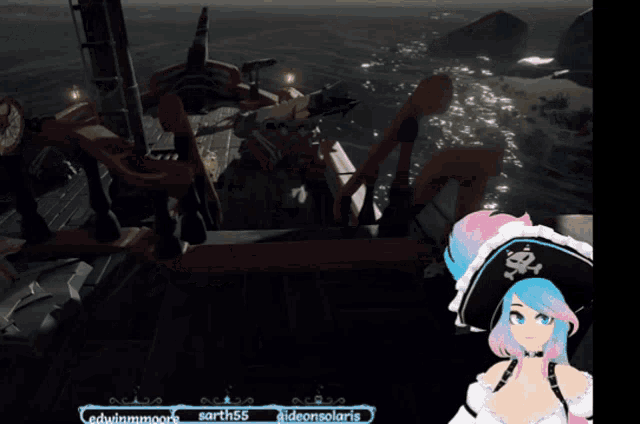a screen shot of a video game with a girl in a pirate hat