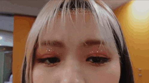 a close up of a woman 's face with chinese writing on the bottom