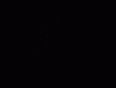 a green apple is spinning on a black background and glowing .