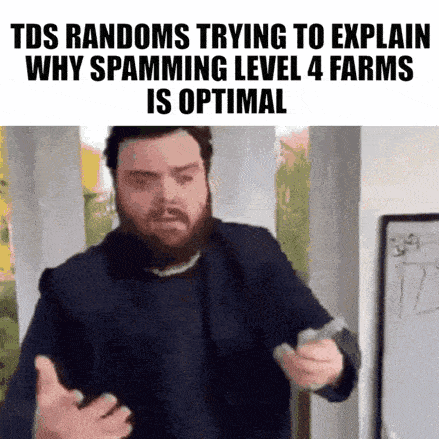 a man with a beard is standing in front of a whiteboard and explaining why spamming level 4 farms