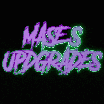 a neon sign that says ' phases upgrades ' with a lightning bolt in the background