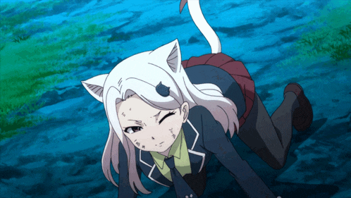 a girl with cat ears and a cat tail