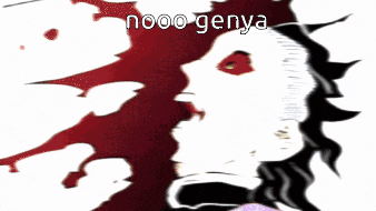 a drawing of a man with blood coming out of his mouth with the words nooo genya written above him