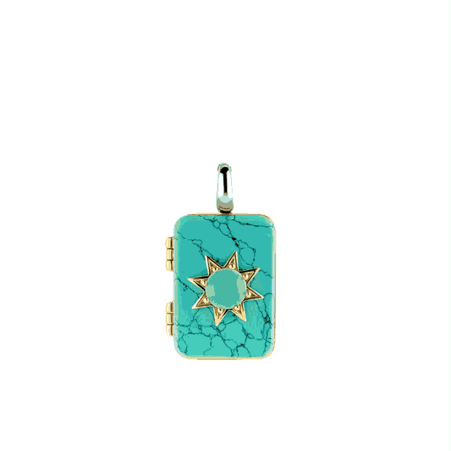 a pendant with a picture of a woman in a leopard print dress on it