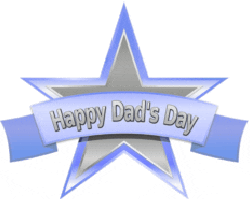 a blue star with a blue ribbon that says happy dad 's day on it