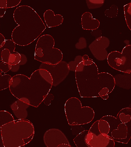 a bunch of red hearts on a dark red background